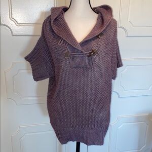 Lily McNeal Hooded Short Sleeve Cotton Blend Hooded Sweater Sz L LAST CALL